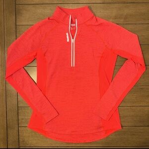 Reebok Speedwick Womens Large 1/4 Zip Pullover Shirt Red Long Sleeve Athletic